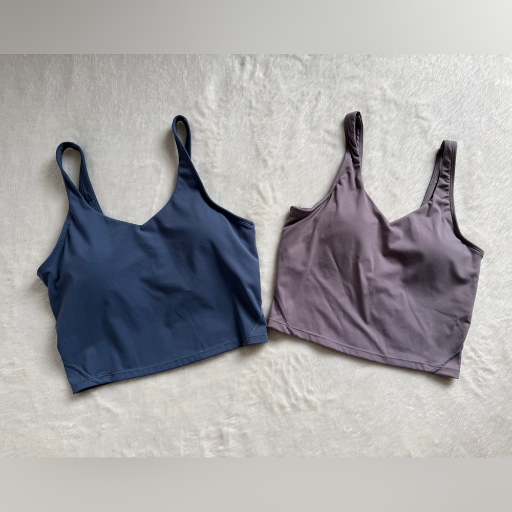 Lot of Two: XIEERDUO Purple and Blue Longline Crop Top Sports Bras Tank Tops
